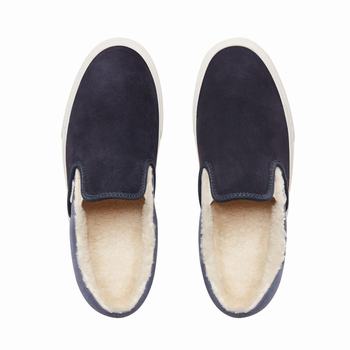 Panske Slip On Tenisky Vans Suede and Sherpa Classic Slip-on shoes Sky Captain/Grisaille VA73GODXT